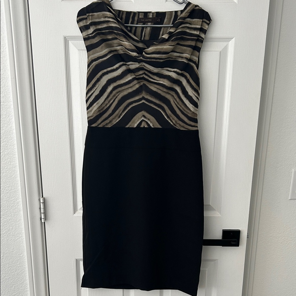 The Limited Black and Tan Midi Dress